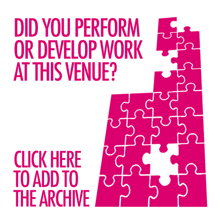 A white and bright pink graphic with text saying Help us fill in the missing pieces. Click here to add to the archive