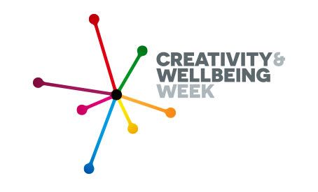 Creativity and Wellbeing Week 2024. Coloured lines crossing in the shape of a star